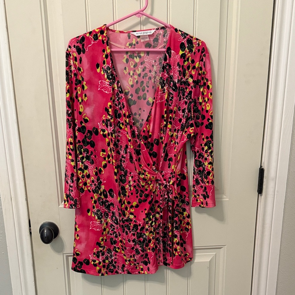 Peter Nygard Pink and Gray Patterned Dress